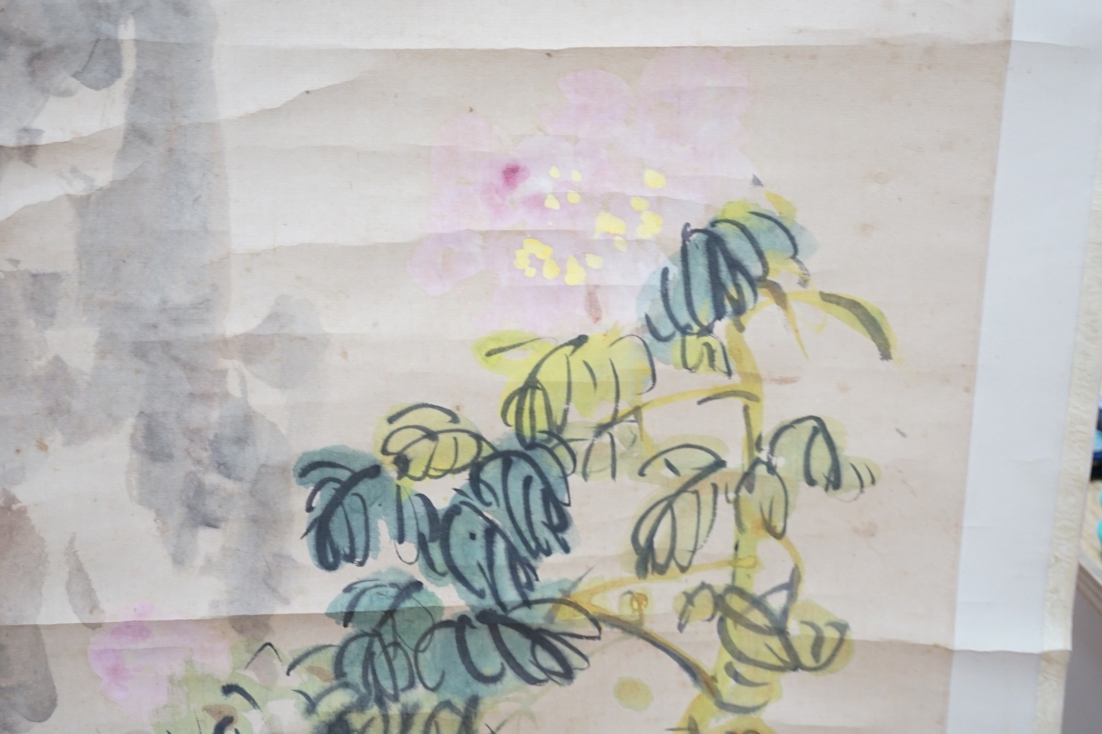 Ho Kok Hoe, watercolour scroll, The Flower Study, 1952